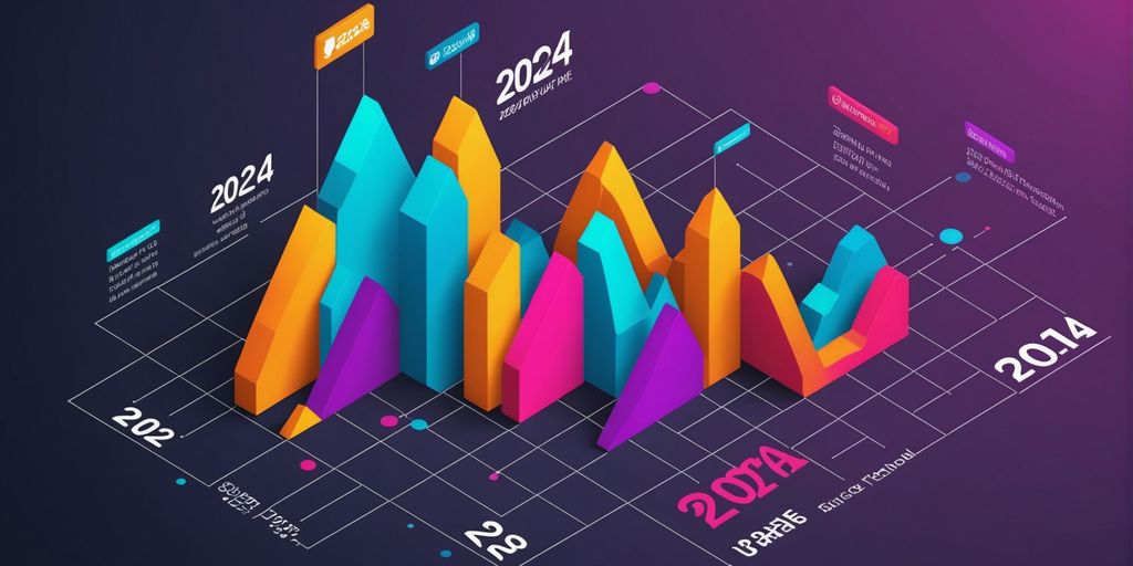 Graph with upward trend, brand logos, and 2024 text