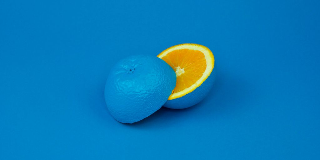 blue lemon sliced into two halves